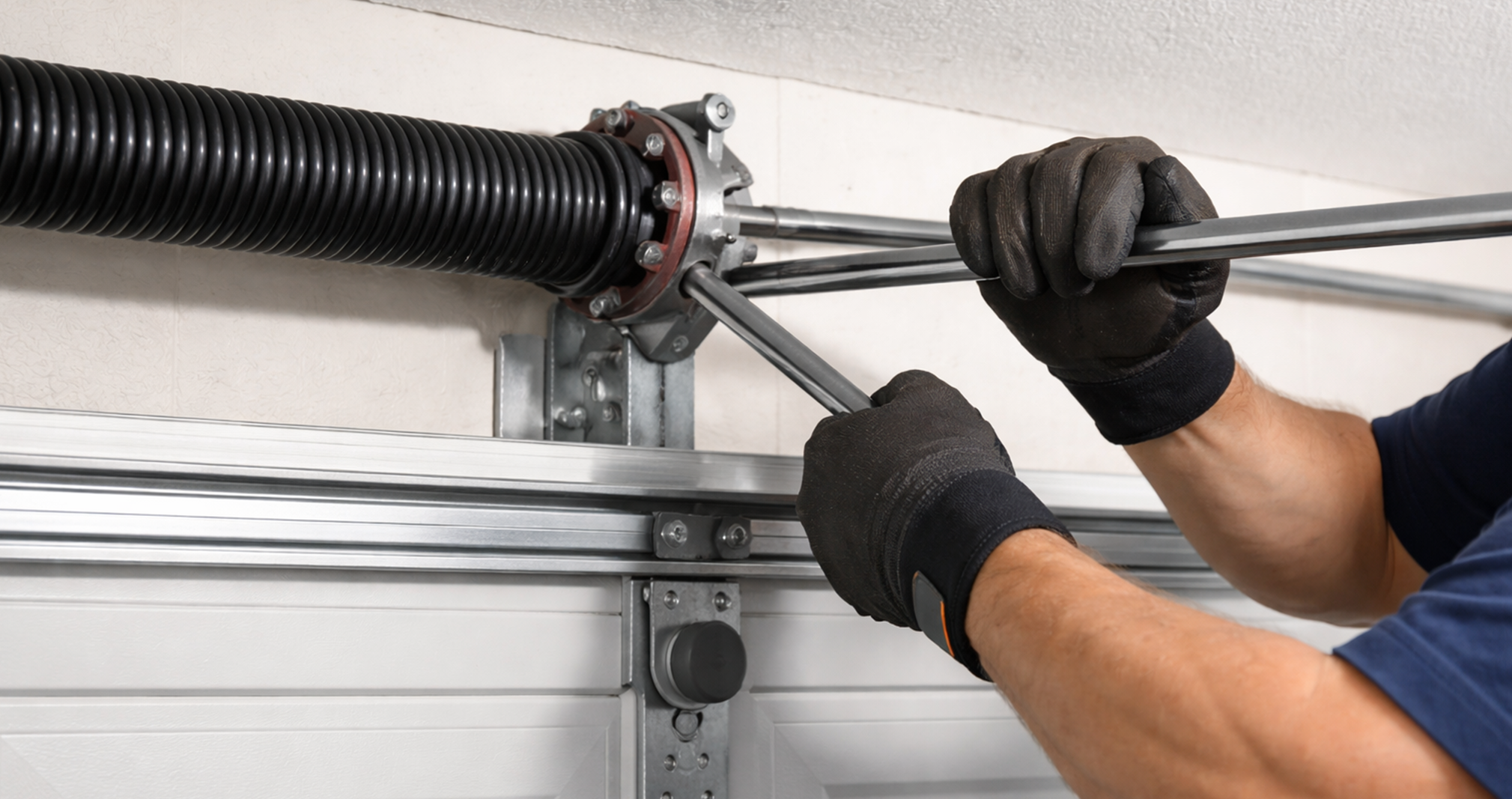 Balanced garage door cable tension adjustment by technician