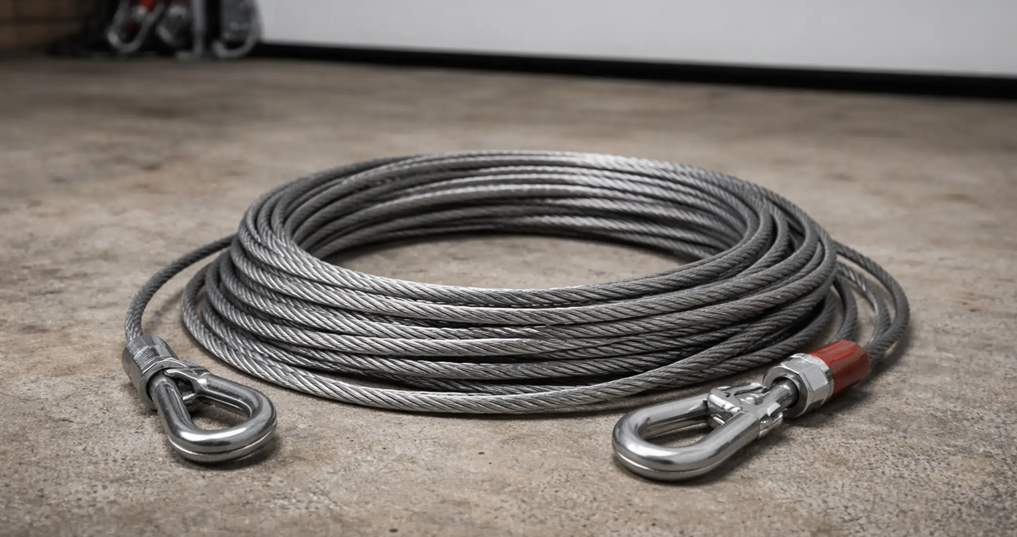 Garage door cable replacement close-up