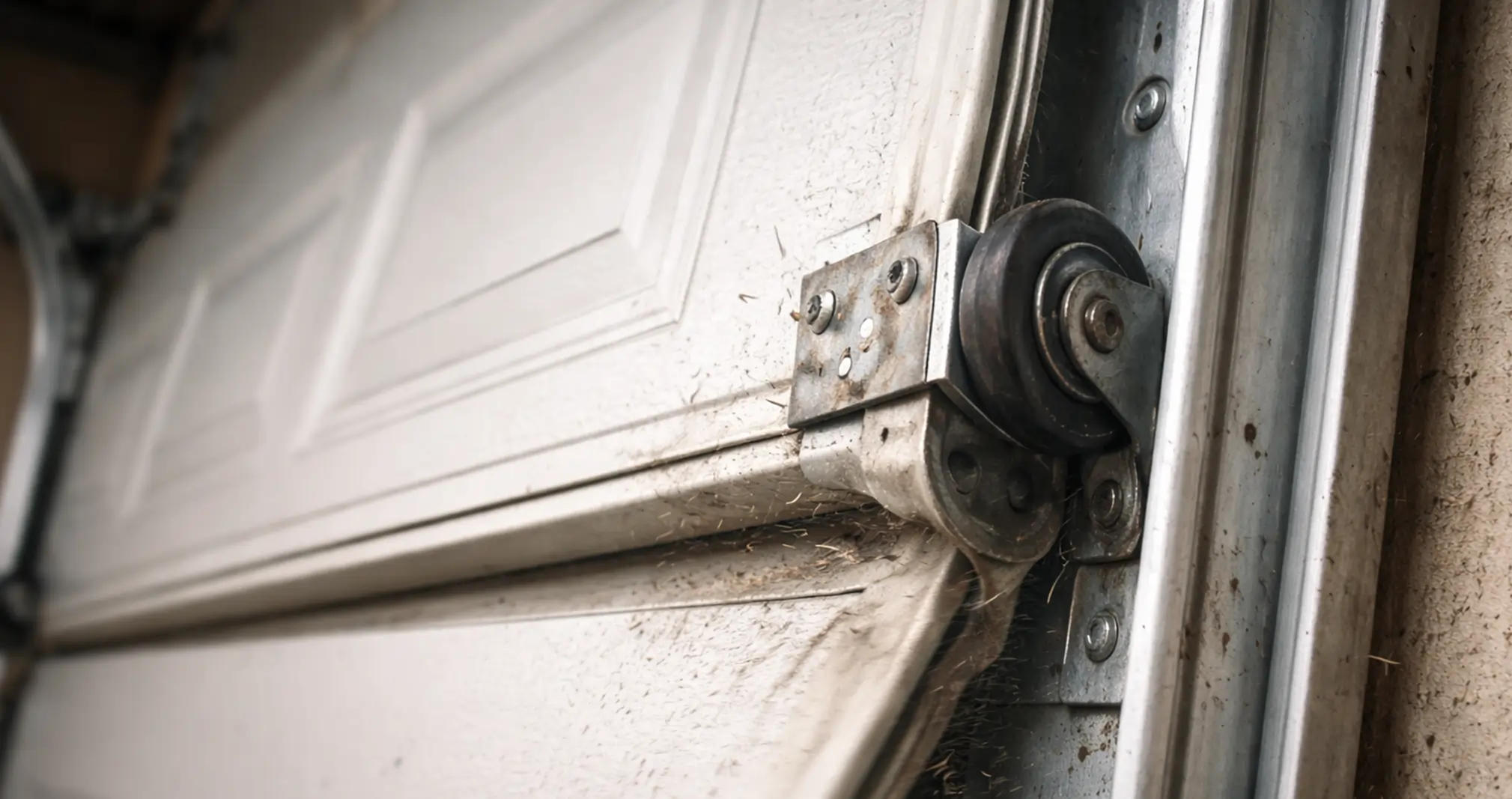 Uneven garage door movement caused by worn or misaligned rollers on the track