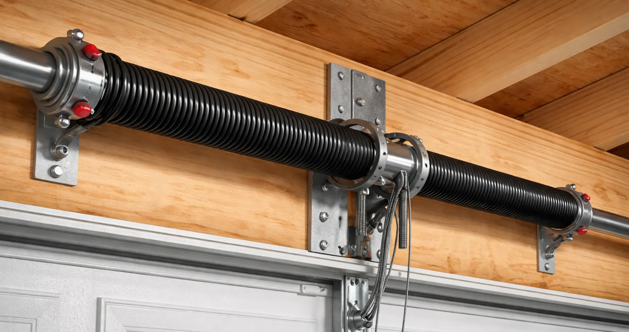 Garage door torsion spring system installation